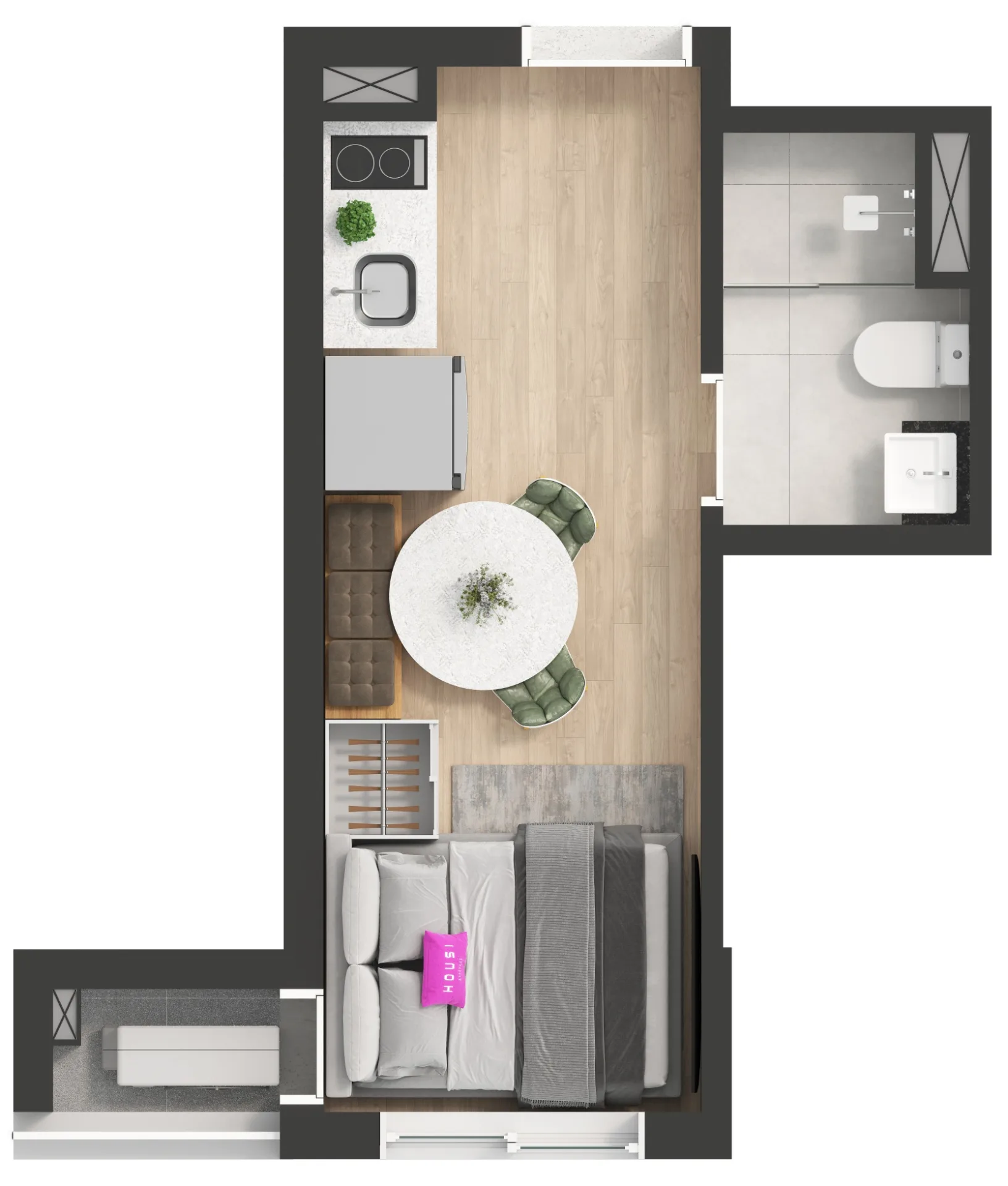 Planta Humanizada Studio 17,3m²