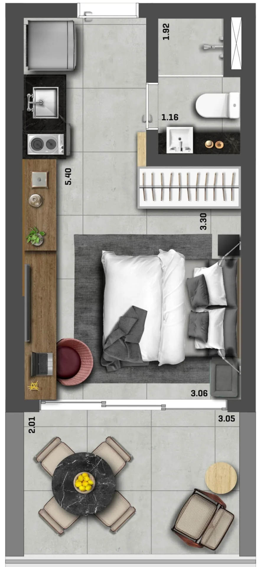 Studio de 26m²
