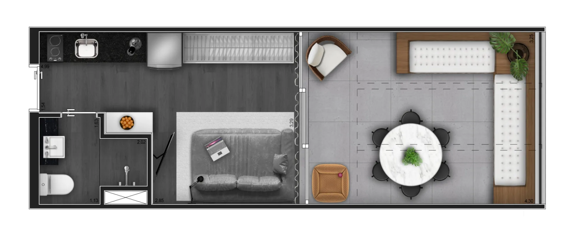 Planta Humanizada Garden R2 G1 de 35m²