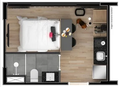 Planta Humanizada Studio 17m²