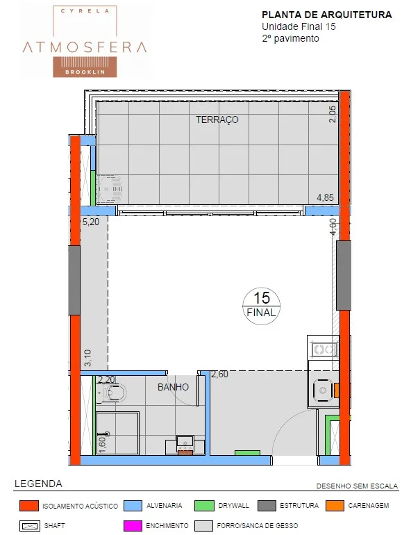 Planta de Contrato Studio de 39m²